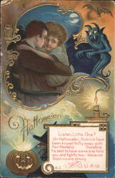 Halloween, Goblins and Fair Maidens Postcard