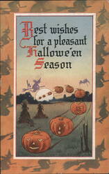 Best Wishes for a Pleasant Hallowe'en Season, JOLs and Witch Postcard