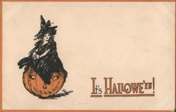 Witch in Jack-O-Lantern, It's Halloween! Postcard