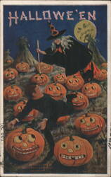 Halloween Witch and JOLs Postcard