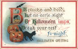 Be Plucky and Bold, Halloween Imps, Black Cat and JOLs Postcard
