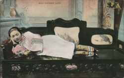 Rich Chinese Lady Reclining on Chaise Lounge Postcard