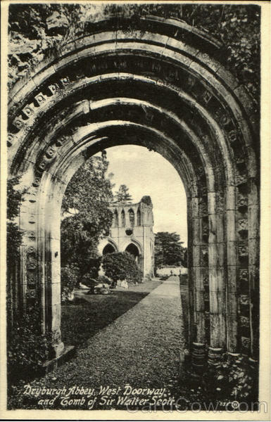 Dryburgh Abbey,West Doorway and Comb of Sir Walter Scott England