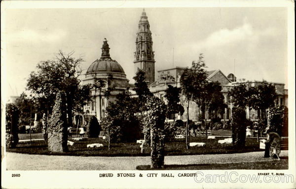 Druid Stones & City Hall Cardiff Wales
