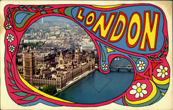 London Hippie Psychedelic Style Groovy 1960's England Postcard Postcard