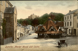 Dunster,Market House and Castle. Postcard