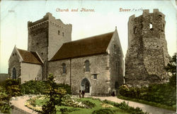 Church and Pharos, Dover Postcard