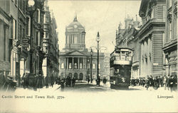 Castle Street and Town Hall Liverpool, England Merseyside Postcard Postcard