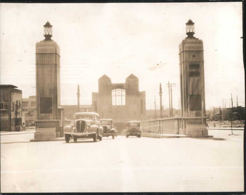 Posey Tube Entrance, To Alameda Sign, Art Deco Pylons California
