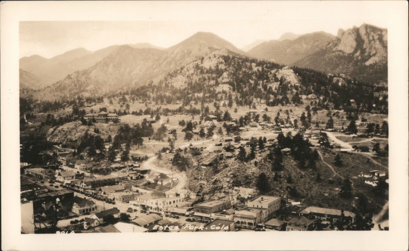 Panoramic View of Downtown and Mountains, Estes Park Colorado