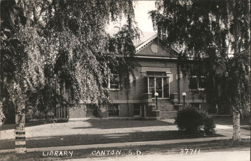 Public Library Building Exterior with Birch Trees Canton South Dakota