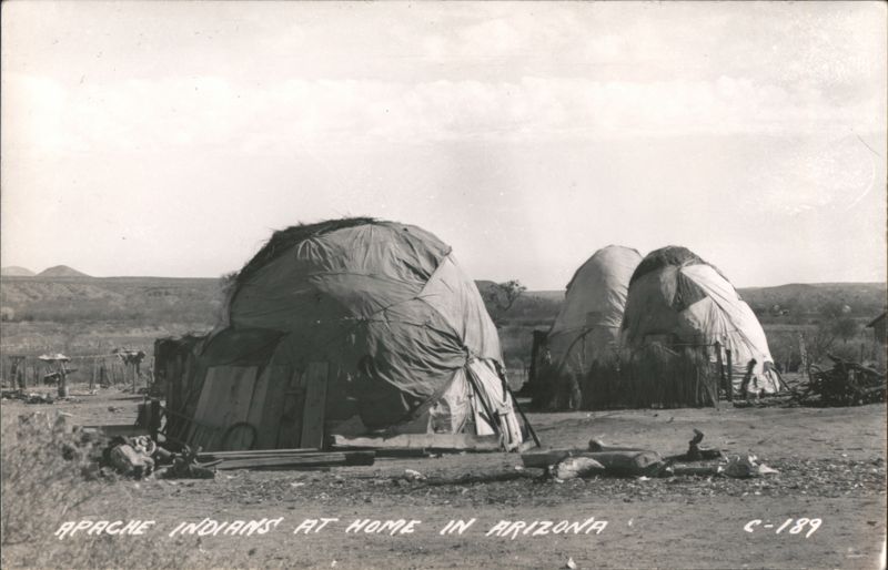 Apache Indians At Home, Wickiup Dwellings, Arizona