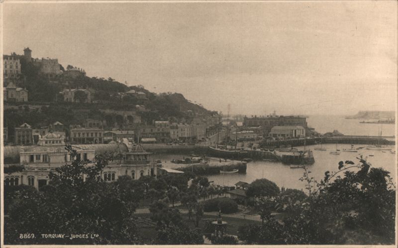 Torquay Harbor and Pavilion View, Seaside Scene England