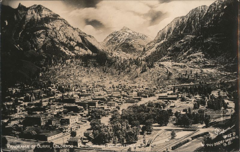 Panorama of Ouray, Mt. Abraham in the distance Colorado