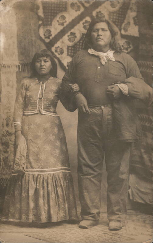 Giant Native American Man & Woman, St. Louis Fair Performer Gila Bend Arizona