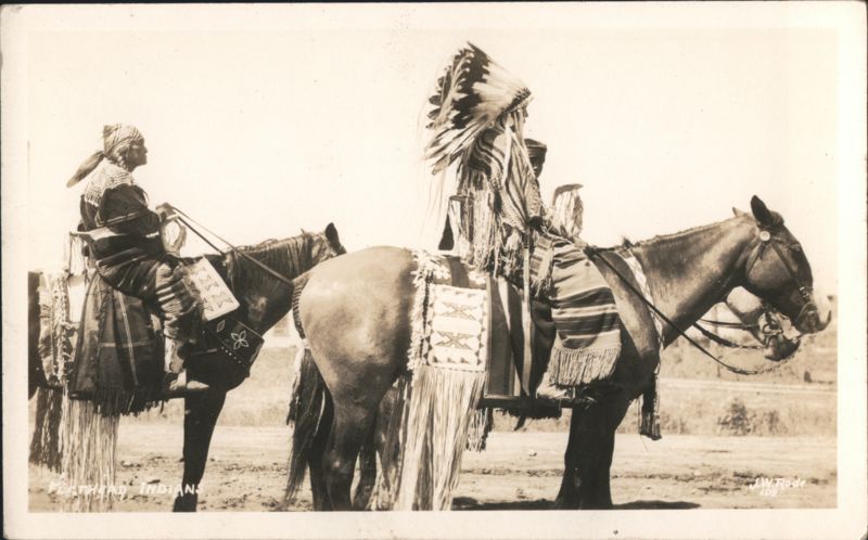 Flathead Indians on Horseback Chief Headdress J.W. Rode