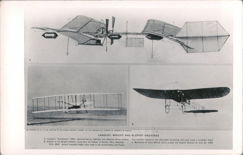 Langley, Wright and Blériot Early Aviation Machines