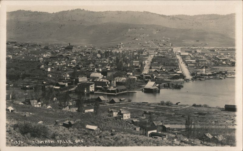 Elevated Panoramic View of City and Waterfront Klamath Falls Oregon