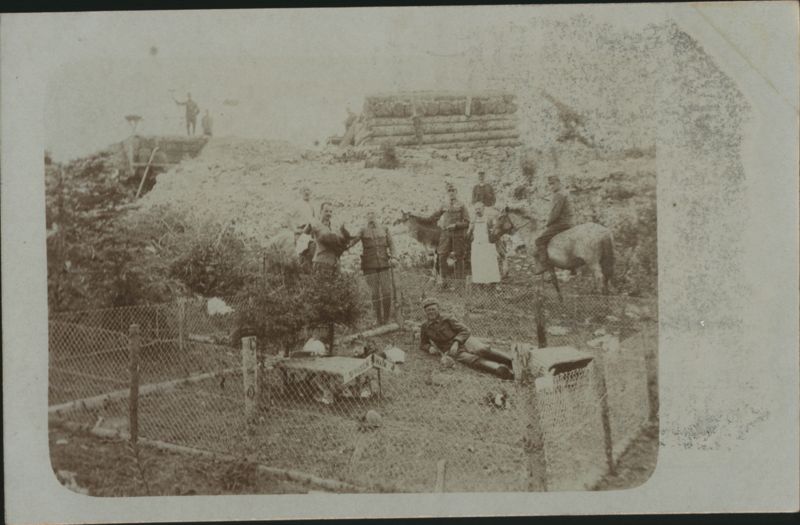 WWI Austrian Soldiers with Rabbit Farm Hasen Hain 1918
