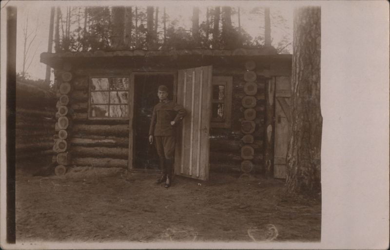 WWI Austro-Hungarian Soldier at Log Cabin Dugout 1916