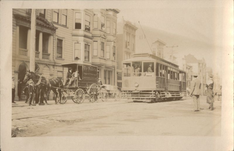 The Bulletin Newspaper Wagon & US Mail Streetcar San Francisco California