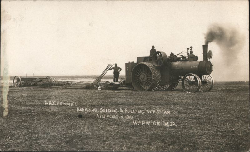 Case Steam Tractor Breaking Seeding Rolling Warwick ND North Dakota