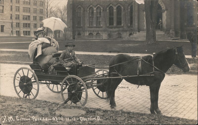 Y.M. Circus Parade 1913 Oberlin Ohio Horse Drawn Buggy
