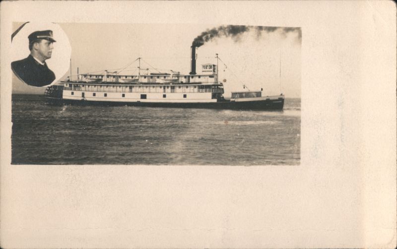 Steamboat T.C. Walker with Captain Inset Portrait San Francisco California