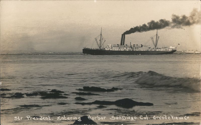 Steamship President Entering San Diego Harbor California