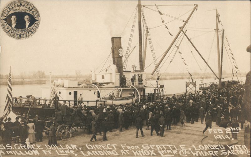 S.S. Grace Dollar Ship Arrival, Knox Lumber Wharf, 1914 Sacramento California