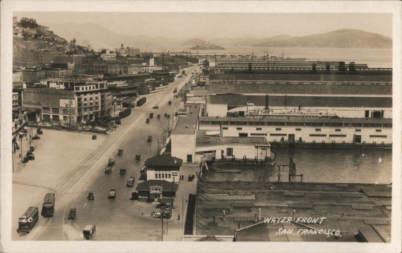 San Francisco Water Front, Piers & Alcatraz Island View California