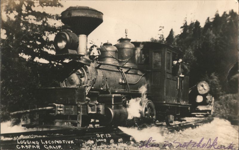 Logging Locomotive Steam Engine Caspar California Laws