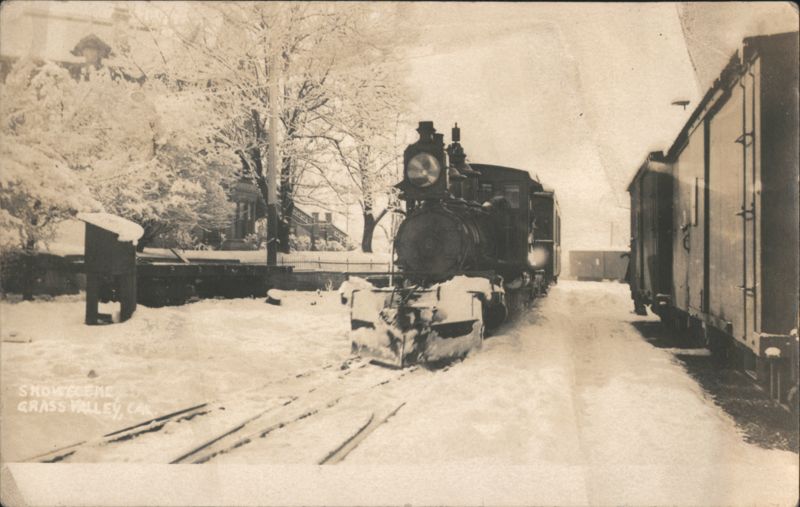 Steam Locomotive with Snowplow, Winter Scene Grass Valley California