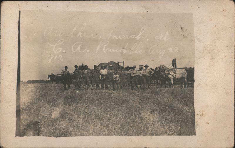 Threshing Crew at C. A. Randall Farm, August 1913 Farming