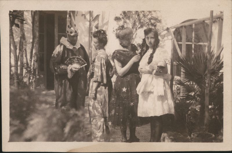 Costumed Group Pierrot Kimono Star Dress Garden Scene