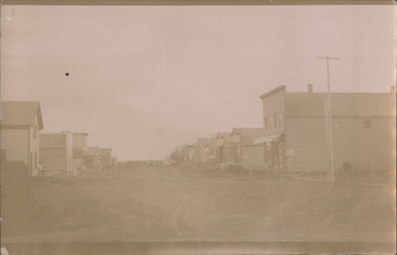 Main Street View of DeLamere, 1909 Real Photo De Lamere North Dakota