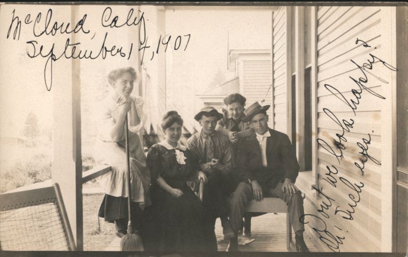 Group of Friends on Porch, McCloud, CA, 1907 California