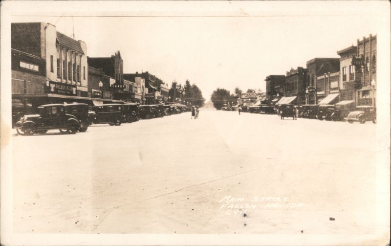 Main Street Downtown View with Vintage Cars Fallon Nevada