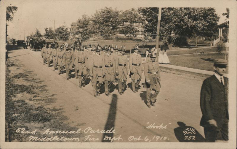 52nd Annual Parade Middletown Fire Dept 1910 Hooks Marching New York
