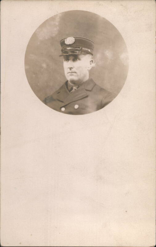 Studio Portrait Uniformed Man Peaked Cap Badge Vignette
