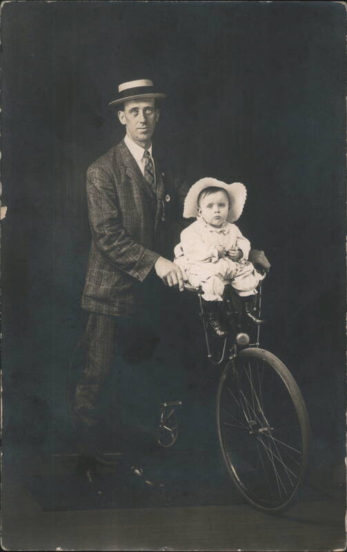 Harry Kellogg & Jr on High Wheel Bicycle Penny Farthing