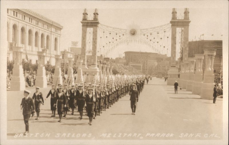1925 Admission Day British Sailors Marching, Military Parade, San Francisco California