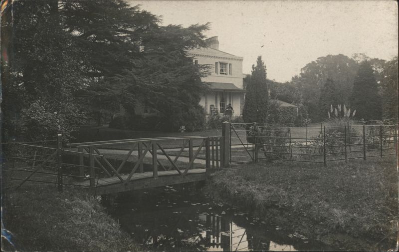 Large House with Wooden Footbridge and Stream Postal History