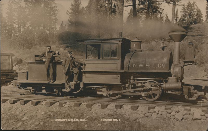 S.N.W. & L. Co. Engine No. 1 Steam Locomotive Hobart Mills California
