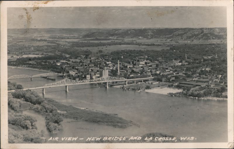 Aerial View New Bridge and City Skyline La Crosse Wisconsin
