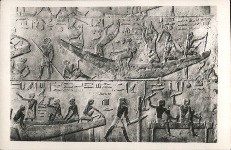 Ancient Egyptian Relief Carving Boat Builders Scene