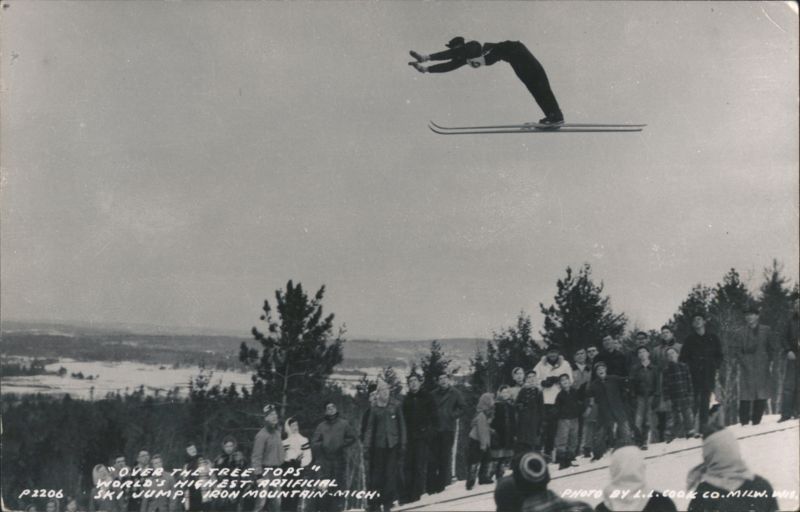 Ski Jumper Over Tree Tops, Iron Mountain, MI Michigan