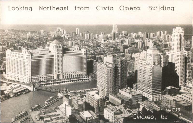 Chicago Skyline Looking Northeast from Civic Opera Building Illinois