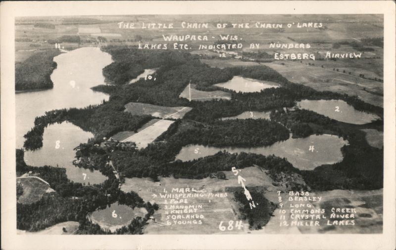 Little Chain of Lakes Aerial View Waupaca Wisconsin