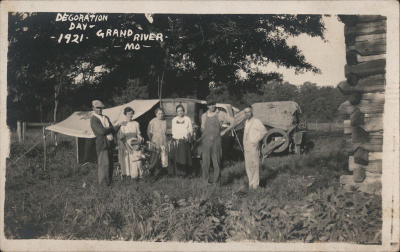Decoration Day 1921 Fishing Camp Group Grand River Missouri